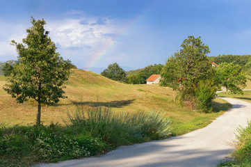 Rainbow without rain. Montenegro,mountain village of Dolovi