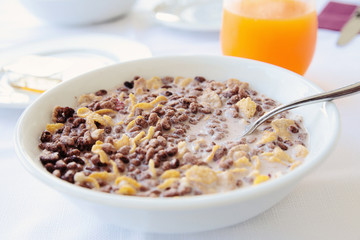 a plate of muesli for breakfast