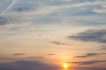 Bright orange and yellow colors sunset sky.