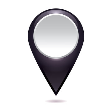 Black glossy map point symbols, arrow web icon, vector design