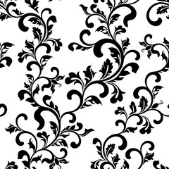 Seamless floral pattern on a white background. The pattern can be used for printing on textiles, wallpaper, packaging