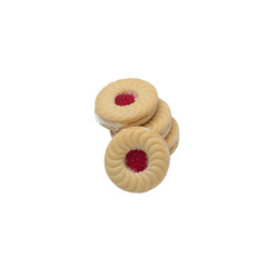 cookies with strawberry jam isolated on white