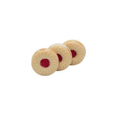 cookies with strawberry jam isolated on white