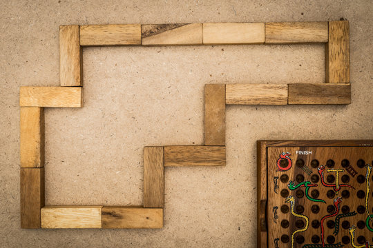Board game, wooden block