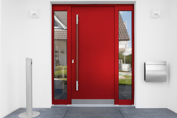 rote Haustür Eingang