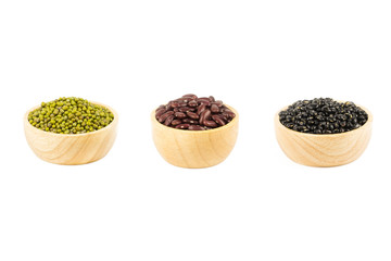 Black beans, red beans and mung beans