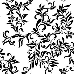 Fototapeta premium Seamless vector pattern: fantastic flowers on a white background