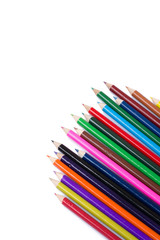 Colour pencils isolated on white background close up