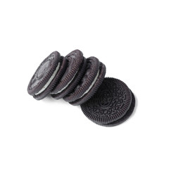 Chocolate cookies with creme filing isolated on white