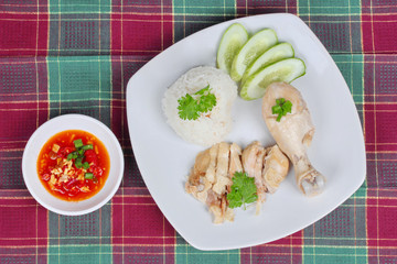 Streamed oily rice and streamed chicken as 