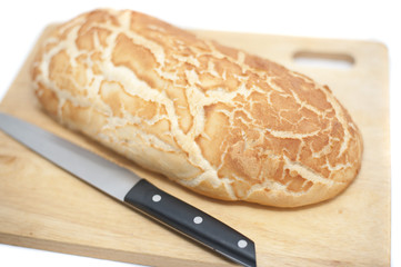 Freshly baked loaf of white bread