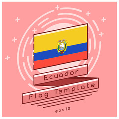 Ecuador Flag  : Flag Icon With Festive Background : Vector Illustration