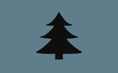 Vector black tree symbol icon on flat background