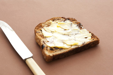 Buttered toasted bread