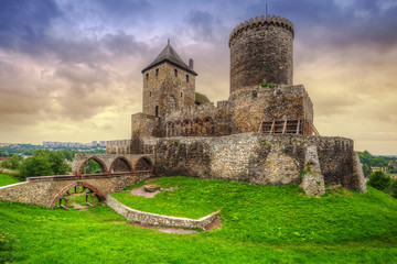 Medieval castle in Bedzin at sunset, Poland