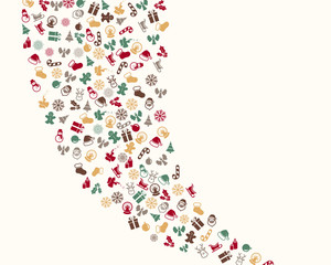 Vector Illustration of a Christmas Greeting Card with Decorative Design Elements