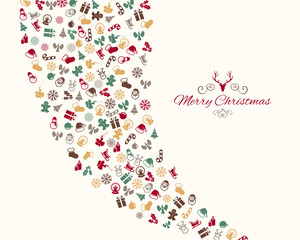 Vector Illustration of a Christmas Greeting Card with Decorative Design Elements