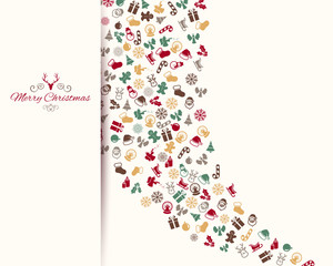 Vector Illustration of a Christmas Greeting Card with Decorative Design Elements