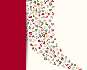 Vector Illustration of a Christmas Greeting Card with Decorative Design Elements