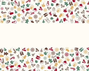 Vector Illustration of a Christmas Greeting Card with Decorative Design Elements