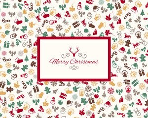 Vector Illustration of a Christmas Greeting Card with Decorative Design Elements