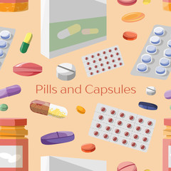 Pills and Capsules Icons Set pattern