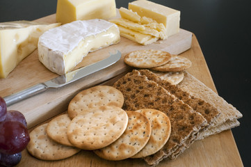 Cheese platter with assorted cheeses