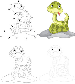 Cartoon snake. Dot to dot game for kids