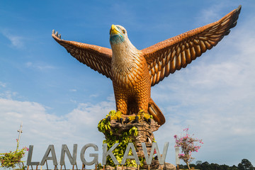 The eagle as the symbol of Langkawi at Eagle Square - obrazy, fototapety, plakaty
