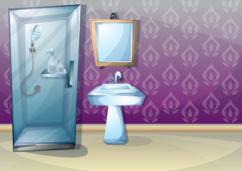 cartoon vector illustration interior bathroom with separated layers