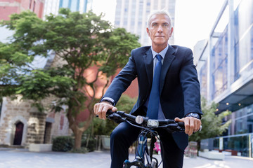 Fototapeta premium Successful businessman riding bicycle