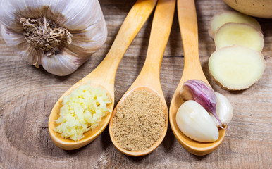 Ginger and garlic. Concept for natural medicine.