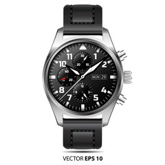 Watch chronograph vector isolated illustration.