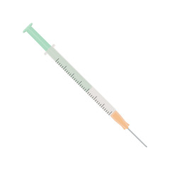 Insulin syringe with needle. Vector illustration.