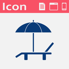 Beach vector flat icon. Umbrella with deck chair
