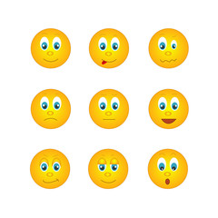 several round yellow emoticons with different emotions