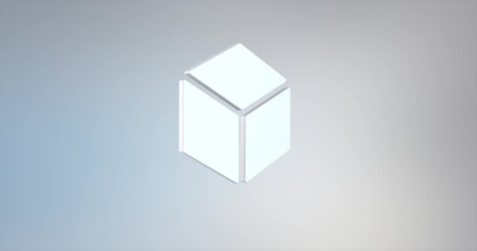 Animated Cube White 3d Icon Loop Modules for edit with alpha matte 
