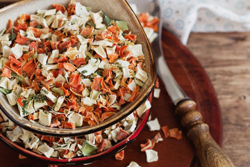 Dry chopped vegetables