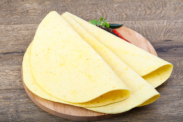 Tortilla on the wood background