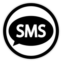 Sms button on white background. Vector illustration.