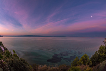 Fototapeta na wymiar Sunrise at the Mediterannean Sea near Split, Croatia