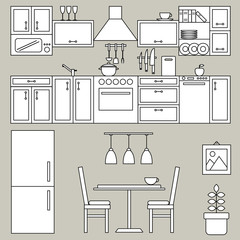 Kitchen interior line design - 119817971