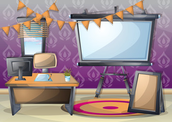 cartoon vector illustration interior classroom with separated layers in 2d graphic