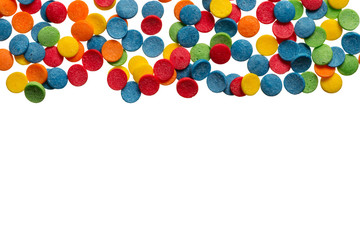 Party colorful background from confetti with copy space.