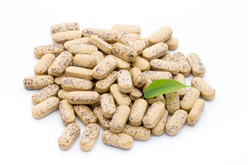 Alternative Medicine. Vitamin capsules. Homeopathic supplement.