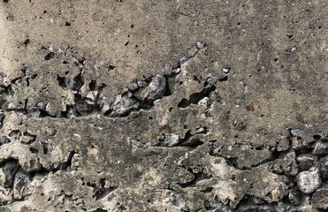 Cracked old dirty cement stone wall background texture