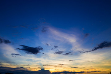 Twilight and sunset sky with yellow light