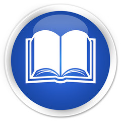 Book icon blue glossy round button