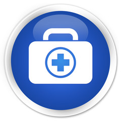 Obraz premium First aid kit icon blue glossy round button