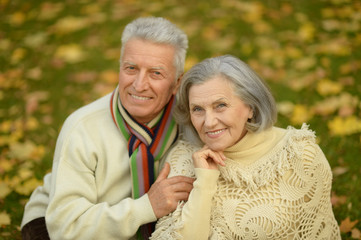 Senior couple in autumn park
